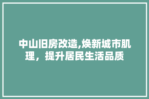 中山旧房改造,焕新城市肌理，提升居民生活品质