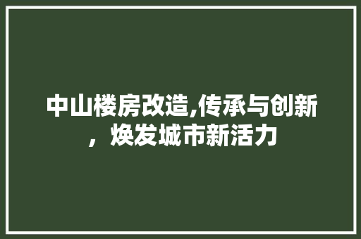 中山楼房改造,传承与创新,焕发城市新活力