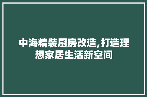 中海精装厨房改造,打造理想家居生活新空间 隔断设计