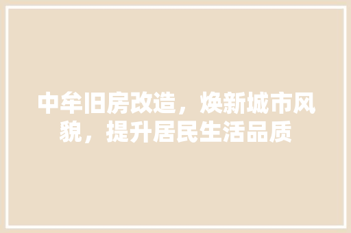 中牟旧房改造，焕新城市风貌，提升居民生活品质