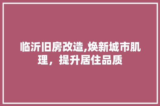临沂旧房改造,焕新城市肌理，提升居住品质