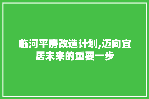 临河平房改造计划,迈向宜居未来的重要一步 建筑设计