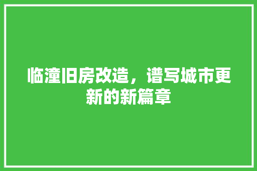 临潼旧房改造，谱写城市更新的新篇章