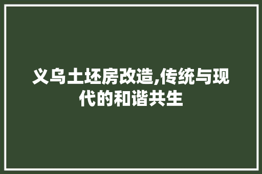 义乌土坯房改造,传统与现代的和谐共生 建筑设计