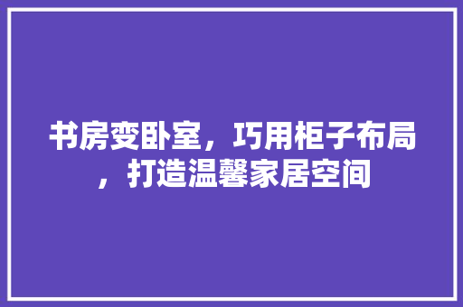 书房变卧室，巧用柜子布局，打造温馨家居空间