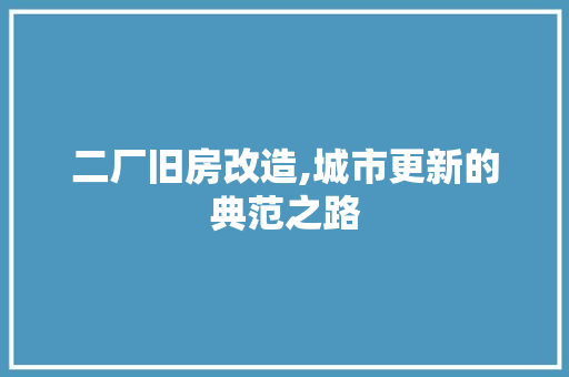 二厂旧房改造,城市更新的典范之路