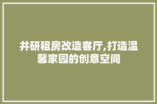 井研租房改造客厅,打造温馨家园的创意空间