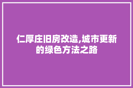 仁厚庄旧房改造,城市更新的绿色方法之路