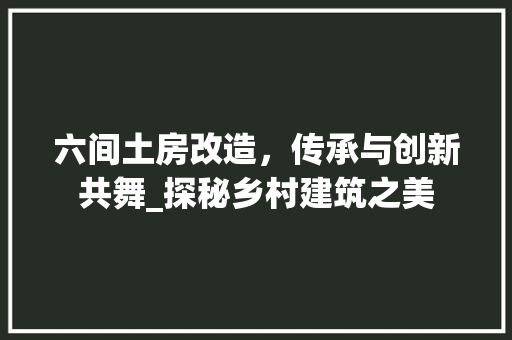 六间土房改造，传承与创新共舞_探秘乡村建筑之美