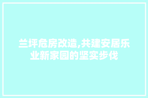 兰坪危房改造,共建安居乐业新家园的坚实步伐