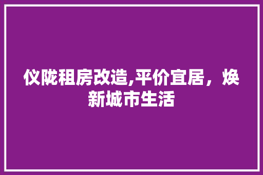 仪陇租房改造,平价宜居，焕新城市生活