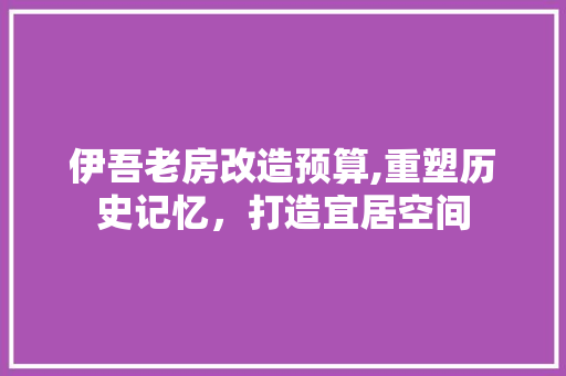 伊吾老房改造预算,重塑历史记忆，打造宜居空间 门窗装修