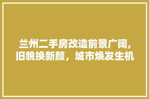 兰州二手房改造前景广阔,旧貌换新颜，城市焕发生机