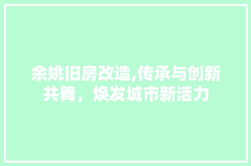 余姚旧房改造,传承与创新共舞，焕发城市新活力 地面装修