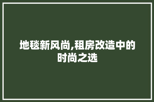 地毯新风尚,租房改造中的时尚之选 庭院装修