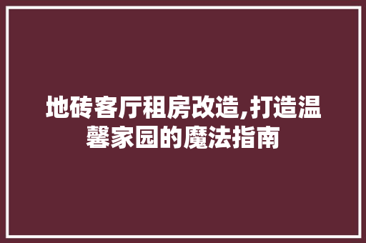 地砖客厅租房改造,打造温馨家园的魔法指南 门窗装修
