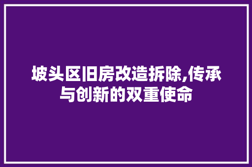 坡头区旧房改造拆除,传承与创新的双重使命 建筑设计