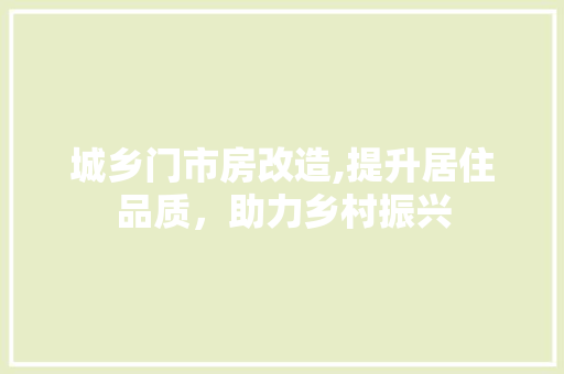 城乡门市房改造,提升居住品质，助力乡村振兴 墙面装饰