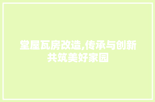 堂屋瓦房改造,传承与创新共筑美好家园