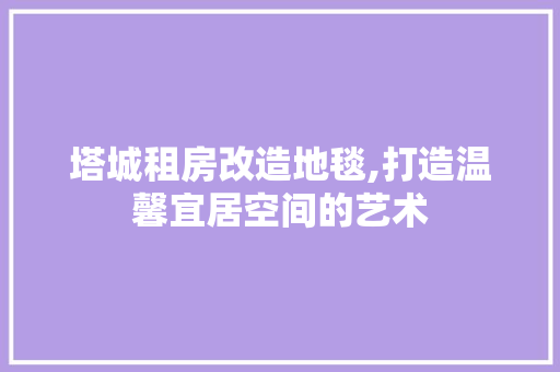 塔城租房改造地毯,打造温馨宜居空间的艺术 地面装修