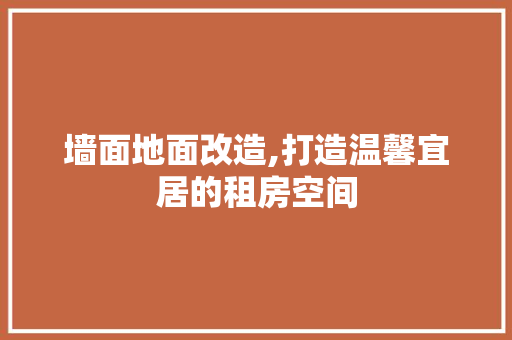 墙面地面改造,打造温馨宜居的租房空间