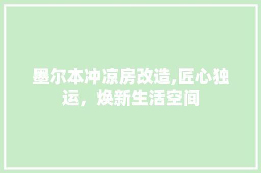 墨尔本冲凉房改造,匠心独运，焕新生活空间