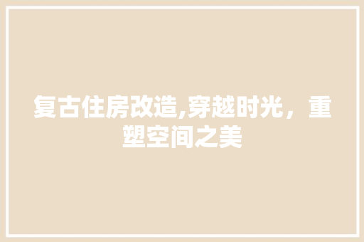 复古住房改造,穿越时光，重塑空间之美