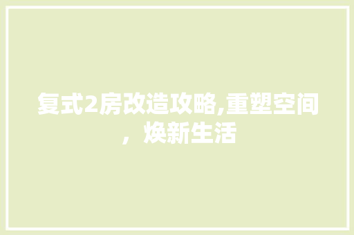 复式2房改造攻略,重塑空间，焕新生活