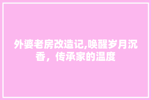 外婆老房改造记,唤醒岁月沉香，传承家的温度 庭院装修