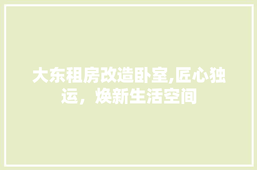 大东租房改造卧室,匠心独运，焕新生活空间