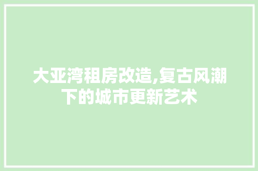 大亚湾租房改造,复古风潮下的城市更新艺术 装修攻略