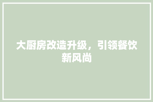 大厨房改造升级，引领餐饮新风尚 装修材料