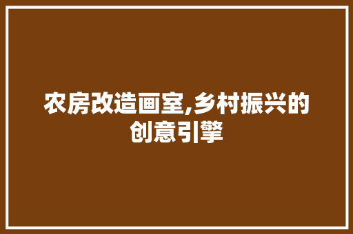 农房改造画室,乡村振兴的创意引擎