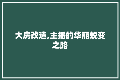 大房改造,主播的华丽蜕变之路 建筑设计