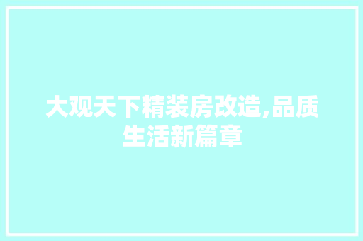 大观天下精装房改造,品质生活新篇章 墙面装饰