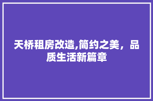 天桥租房改造,简约之美，品质生活新篇章