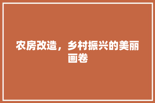 农房改造，乡村振兴的美丽画卷 建筑设计