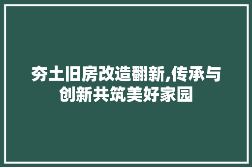 夯土旧房改造翻新,传承与创新共筑美好家园