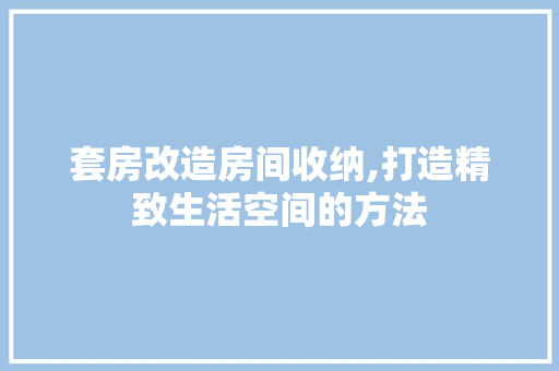 套房改造房间收纳,打造精致生活空间的方法 景观设计