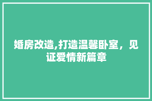 婚房改造,打造温馨卧室，见证爱情新篇章 景观设计