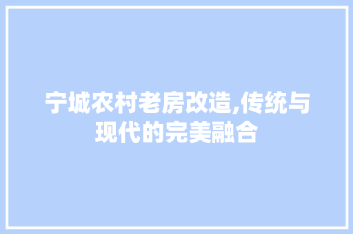 宁城农村老房改造,传统与现代的完美融合