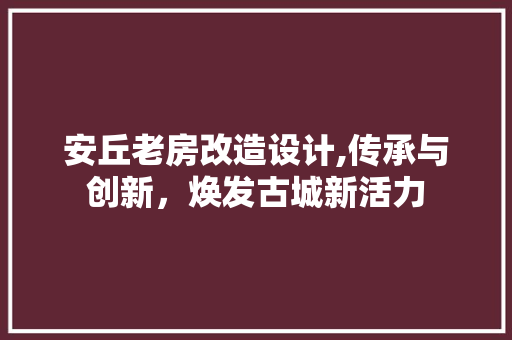 安丘老房改造设计,传承与创新，焕发古城新活力 门窗装修