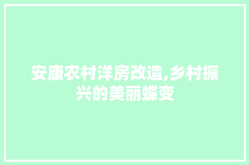 安康农村洋房改造,乡村振兴的美丽蝶变 装修材料