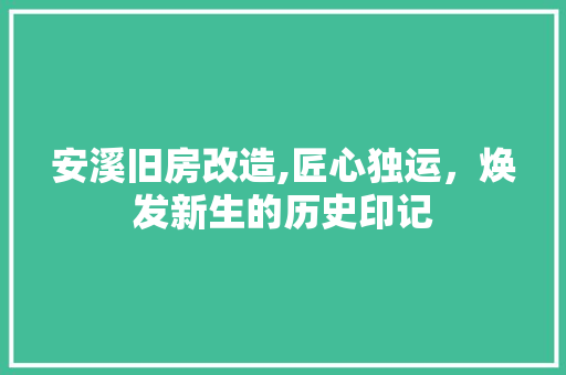 安溪旧房改造,匠心独运，焕发新生的历史印记