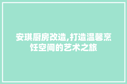 安琪厨房改造,打造温馨烹饪空间的艺术之旅 装修攻略