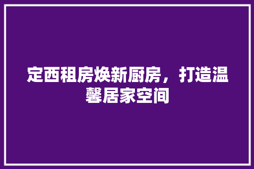 定西租房焕新厨房，打造温馨居家空间