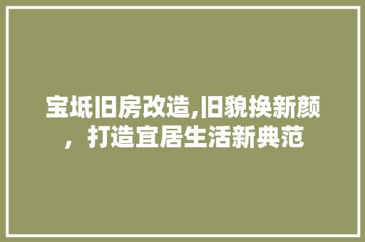 宝坻旧房改造,旧貌换新颜，打造宜居生活新典范