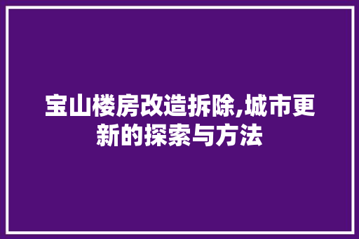 宝山楼房改造拆除,城市更新的探索与方法 建筑设计