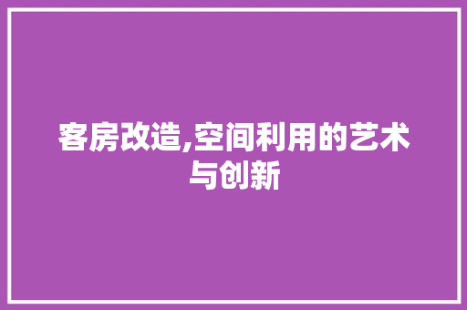 客房改造,空间利用的艺术与创新
