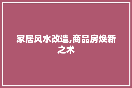 家居风水改造,商品房焕新之术